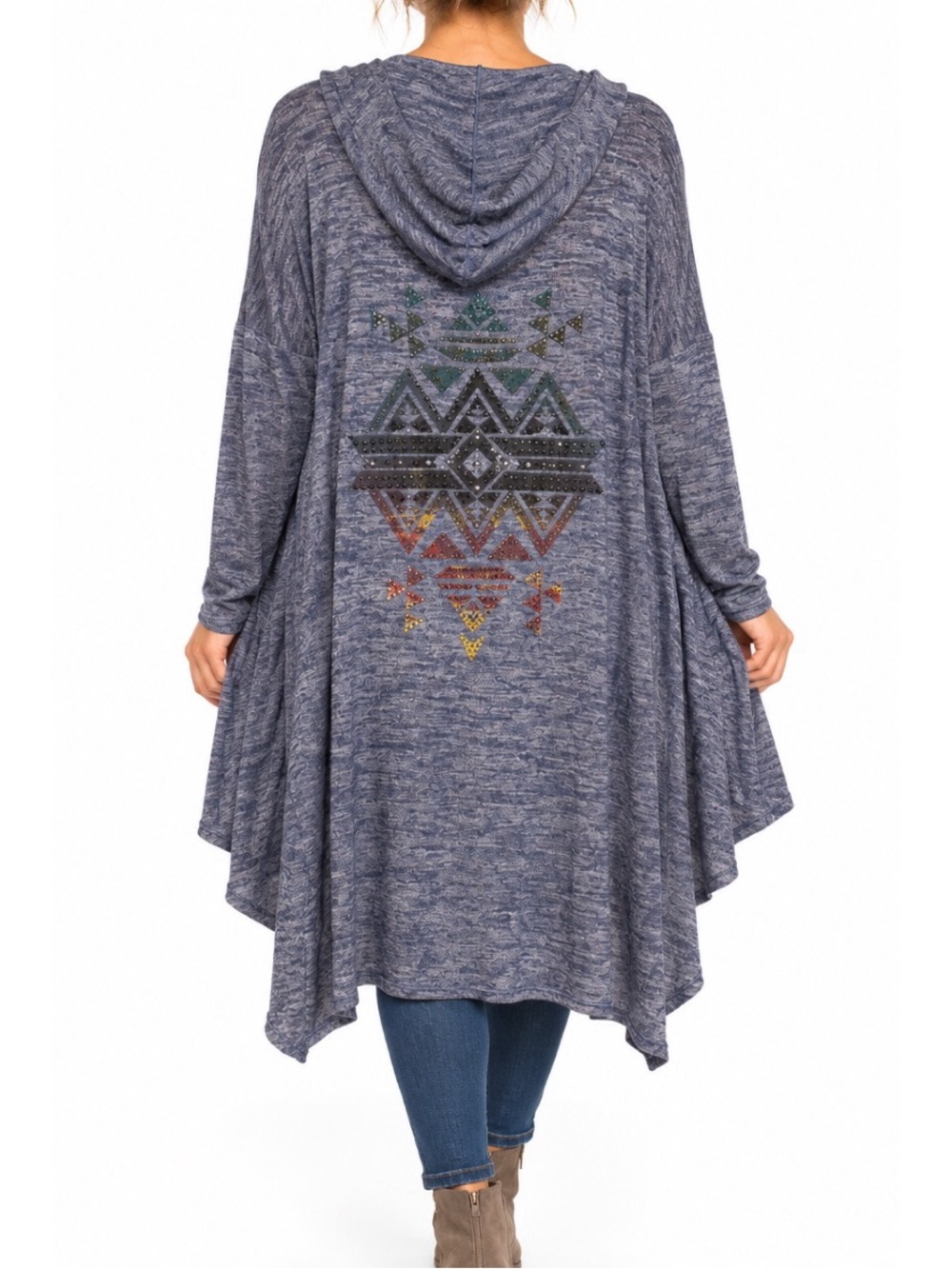 Vocal purple hooded rhinestone knit shawl